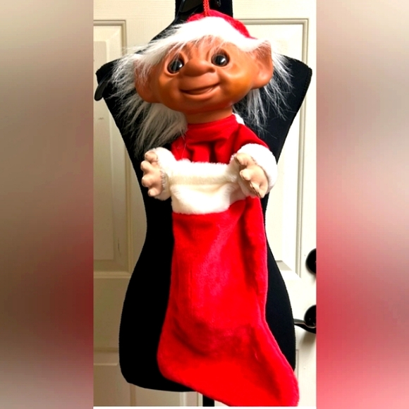 TROLL DOLL VINTAGE NWT🎄 CHRISTMAS 🎄 STOCKING - Picture 1 of 5